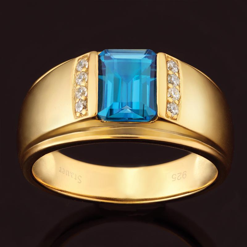 Mayfair London Blue Topaz Mens Ring